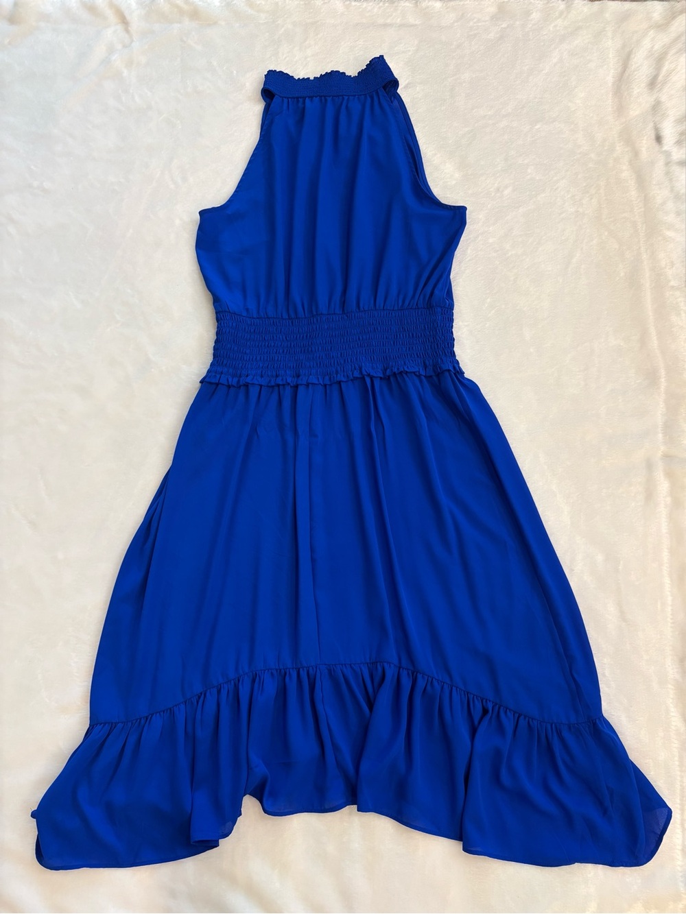 CeCe Royal Blue Halter Ruffle Hem Dress - Picture 2 of 9